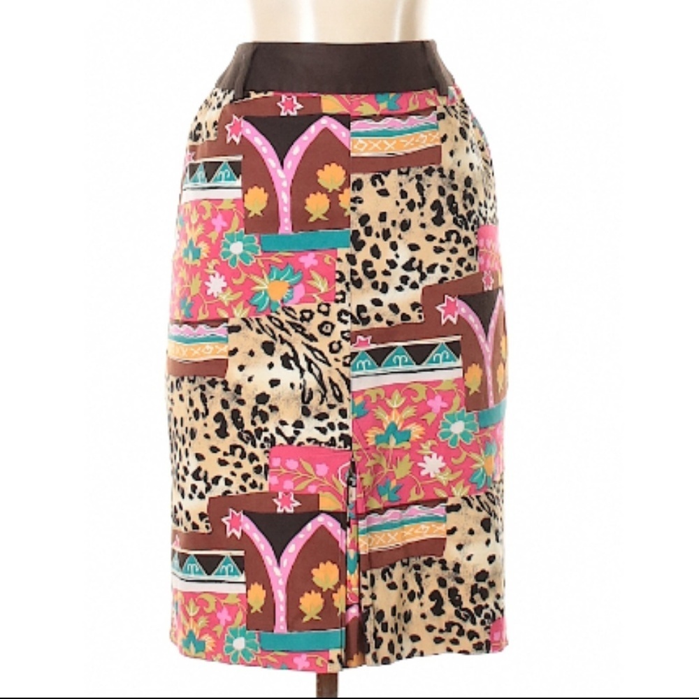 Peck & Peck Animal Print floral design Pencil Skirt zipper back size 2P career